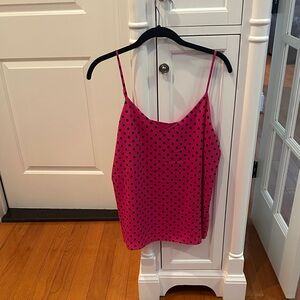 Ann Taylor Fuchsia and Black Polka Dot Camisole